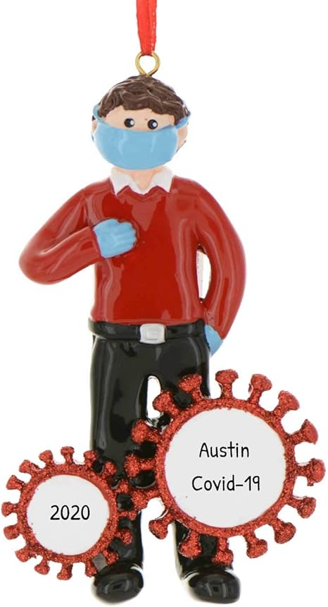 Amazon Com Personalized Survived Virus Gal Christmas Tree Ornament 2021 Masked Boy Figure Quarantine Grand Son Gift Hand Wash Home Graduated House Together Distancing Tested Vaccinated Free Customization Home Kitchen We Survived 2021 Christmas Ornament