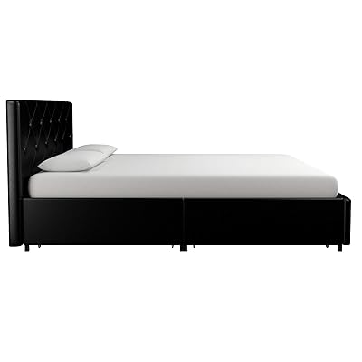 Buy Dhp Dakota Upholstered Faux Leather Platform Bed With Storage Drawers Full Size Black Online In Indonesia B07fd4n1xg