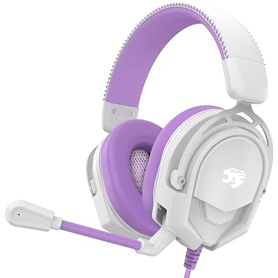 IMYB A88 Gaming Headset with Mic for Ps5, Pc, Xbox One Series X/s, Ps4, Switch, Stereo Wired Noise Cancelling Headphones with Microphone for Computer, Laptop, Mac, Nintendo, Games (Purple)