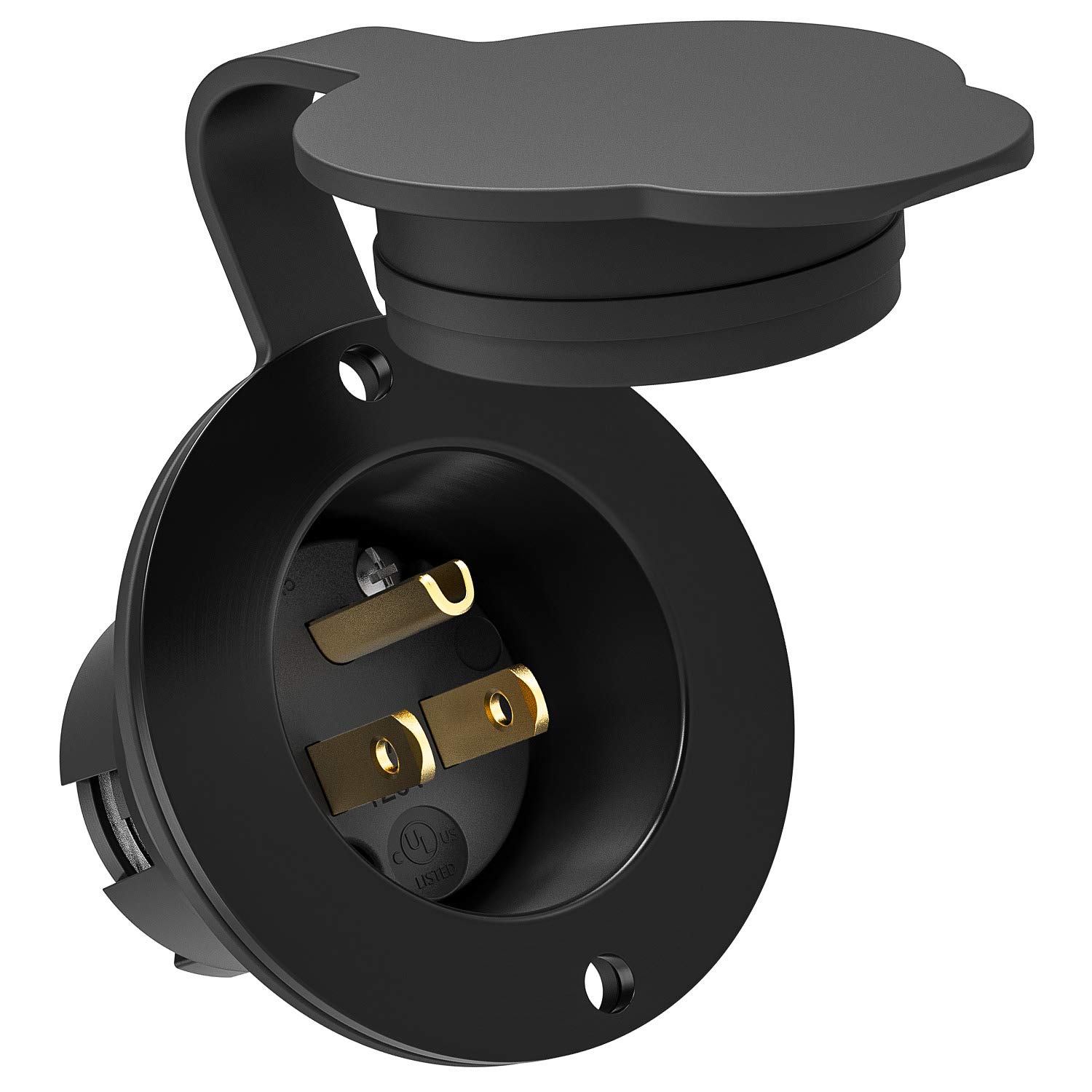 2 Pole 3Wire 15A Flanged Power Inlet Generator Plug for Marine Boat RV