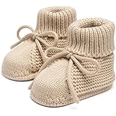 Meckior Baby Booties Newborn First Walkers Cozy Shoes Warm Hand Crochet Knit Soft Socks for Infant Boy Girl