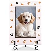oayGnay Pet Picture Frame Paw Print Photo Frame, Birthday Gifts Dog Lover Gifts for Pet Owner, Wooden Picture Frame With Stand, Photo Frame 4 x 6 for Desktop Display Home Office Bedroom Decor -13