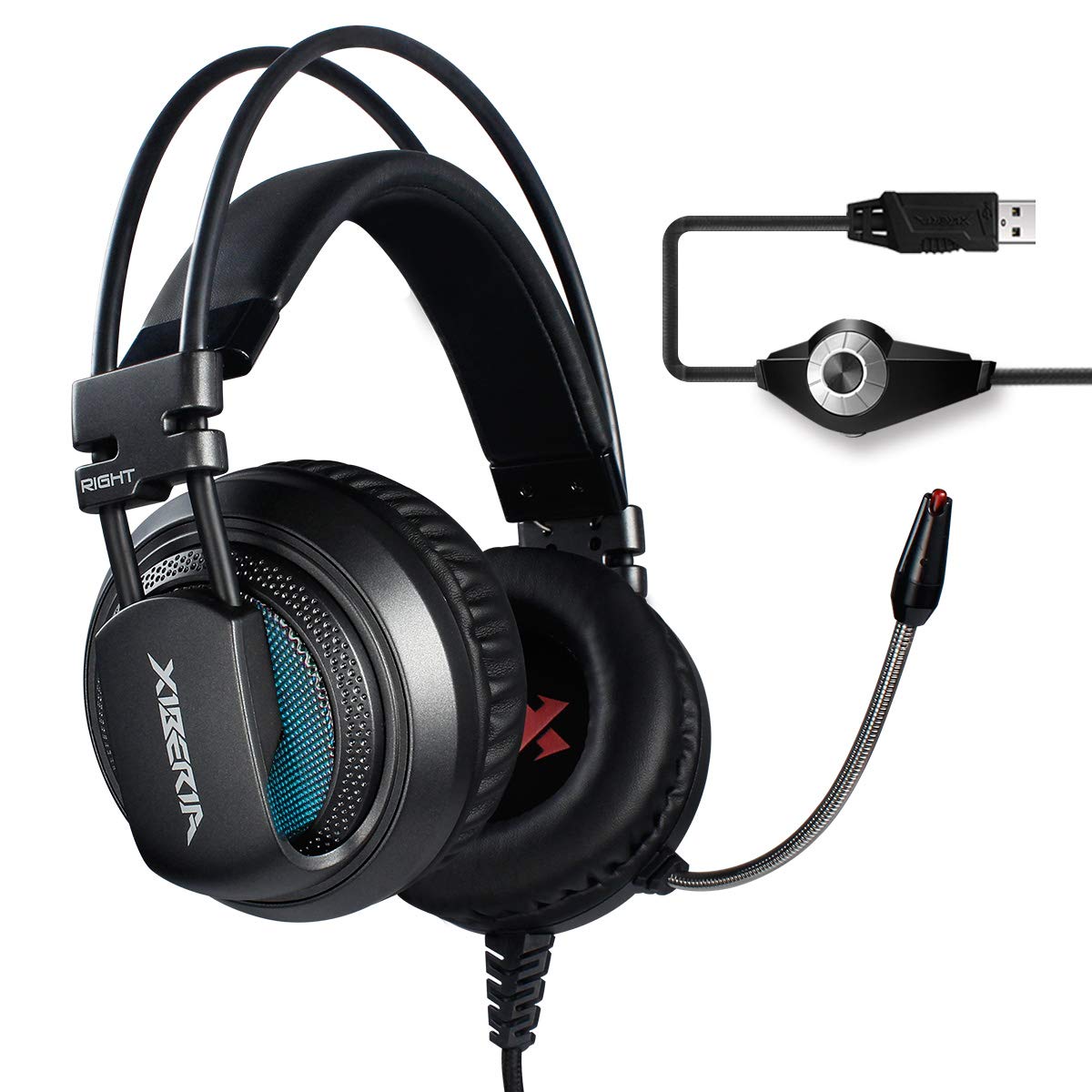 XIBERIA V10 PC Gaming Headset, USB Gaming Headphones with Mic Mute