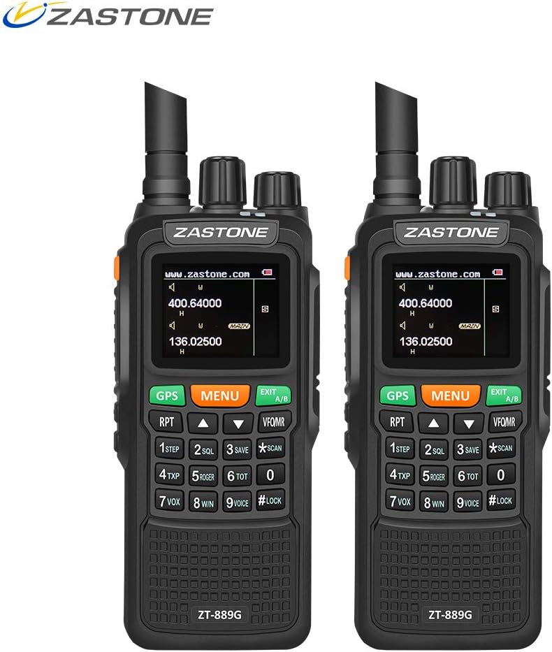 Zastone 889G Walkie Talkies 2 Pack Dual Band Two Way Radio Long Range 10W 999CH 3000mAh UHF/VHF GPS Ham Radio