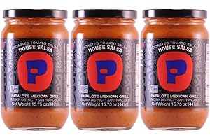 Roasted Tomato Salsa, Award-Winning HOUSE SALSA, Authentic Mexican Recipe, Mild Flavor, Locally Sourced Ingredients, Non GMO, Gluten Free, Vegan, From Papalote Mexican Grill, Mission District, San Francisco 15.75 oz Jar, 3 Pack