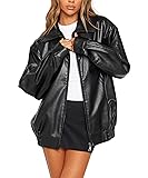 USTRADEENT Oversized Leather Jacket