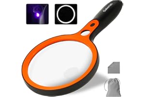 GABORISH Large Magnifying Glass with 36 LED Light, 10X 20X 45X Handheld Illuminated Lighted Magnifier with 1 UV Light for Seniors Reading, Inspection, Coins, Exploring Close Work