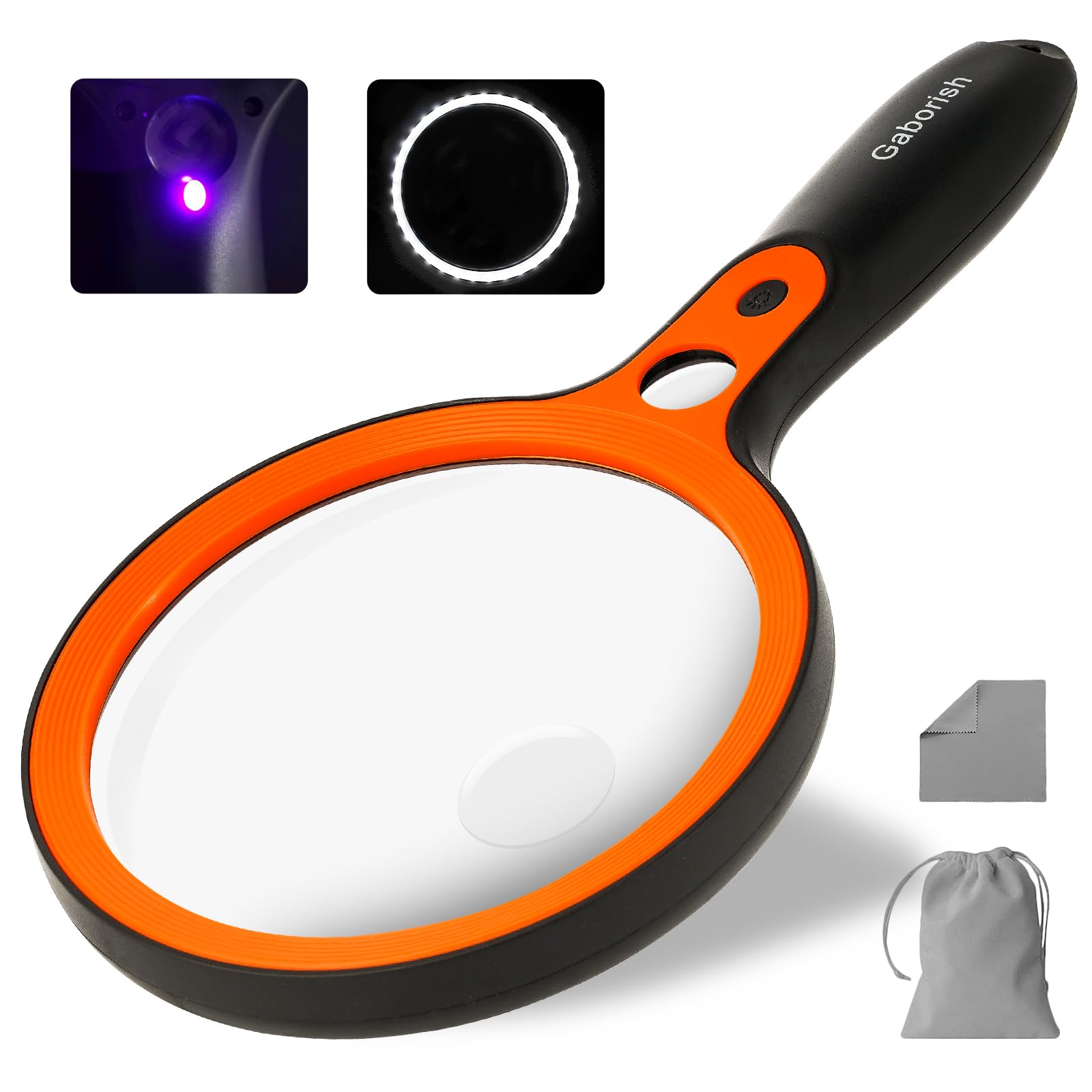 Photo 1 of Large Magnifying Glass with 36 LED Light, 10X 20X 45X Handheld Illuminated Lighted Magnifier with 1 UV Light for Seniors Reading, Inspection, Coins, Exploring Close Work