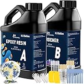 Honcaring Epoxy Resin 1 Gal Kit, Clear Beginner-Friendly Kit, Less Bubble & Low Odor Resin Epoxy for Casting, Jewelry Making,