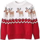 HILEELANG Toddler Boy Girl Christmas Sweater Pullover Reindeer Elk Snowman Sweatshirts Tops