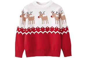 HILEELANG Toddler Boy Girl Christmas Sweater Pullover Reindeer Elk Snowman Sweatshirts Tops