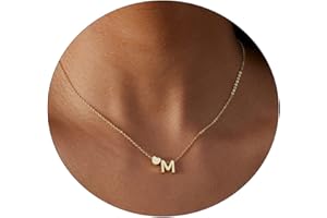 JECOMY Dainty Initial Necklaces for Women 14K Gold Plated Heart Letter Necklace Personalized Initial Heart Pendant Necklace Tiny Letter Name Necklaces Gift for Teen Girls