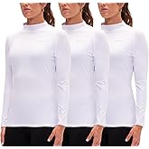 DEVOPS 3 Pack Women's Compression Shirt Dry Fit Turltle Neck Long Sleeve Running Athletic T-Shirt Workout Tops