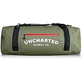 Uncharted Supply Co. The Vault Waterproof Duffel Bag - Airtight bag with Backpack Straps, Carry-On Size, Perfect for travel, boating, camping, recreation. (Olive, 65L)