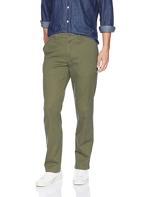 Amazon Essentials Mens Straight-Fit Casual Stretch Chino Pants, Olive, 38W x 34L