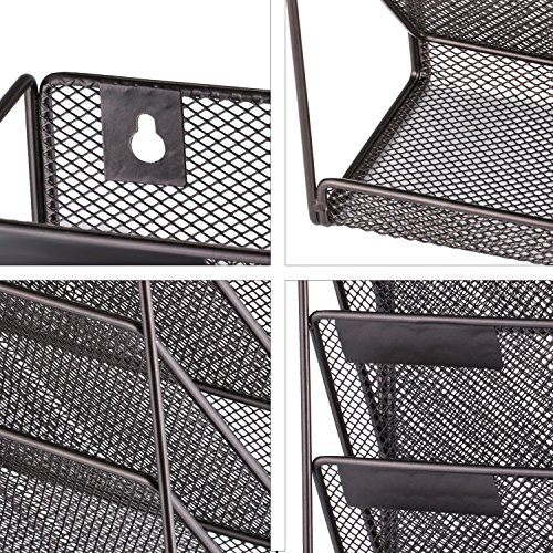 SamStar 6 Tier Wall Mounted File Document Holder, Metal Wall Magazine Rack Mail Sorter Organizer for Office Home, Bronze