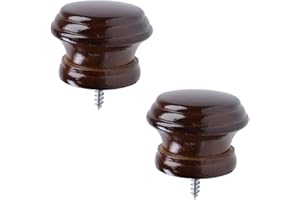 Antrader Finials for Curtain Rods, Curtain Rod Finial Replacement for Office,Living Room,Bedroom,Coffee Color,Wood,2Pcs