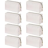 8 Pcs Makeup Bag Pu Leather Cosmetic Pouch Waterproof Small Toiletry Bag Portable Cosmetic Organizer Water Resistant Storage Purse for Lady Women Daily Storage Travel Organizer (Beige,Medium) 
