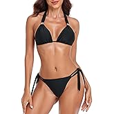 RELLECIGA Women Triangle Bikini Set Push up High Cut Thong 2 Piece Swimsuit