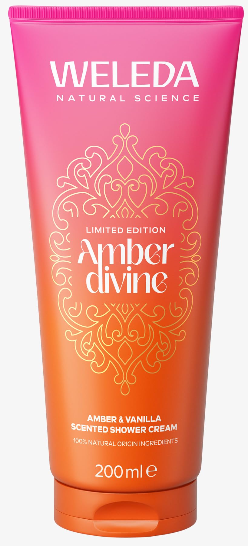 WELEDA Bio Amber Divine Duschgel vegan - Naturkosmetik Duschseife für Frauen & Männer mit Amber/Vanille Duft - Natürliche Hautpflege Dusche zur Reinigung von Gesicht & Körper (1x 200ml)