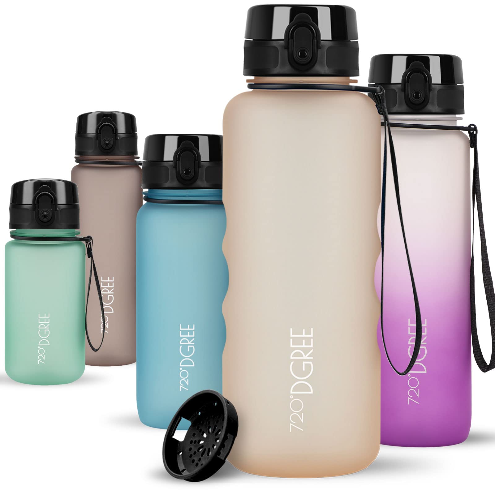 720°DGREE Water Bottle 1.5l “uberBottle“ softTouch +Sieve - BPA-Free, Leakproof, Reusable Drinking Bottle - XL Sports Bottle for all Day Hydration, Gym, Fitness, Office, University, Hiking, Travel