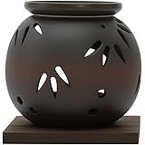 ヤマキイカイ(Yamakiikai) 置物 茶 径11.5cm 茶窯変笹透かし 茶香炉 L1603