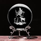 PYJ3DLAMP 3D Sea Turtle Crystal Ball with Stand Lase Engraved Glass Sphere Paperweight Sea Turtle Decor Gift
