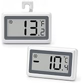 2 Pack Refrigerator Thermometer Digital, Fridge Freezer Thermometer with Large LCD Display, Magnetic Freezer Temperature Gauge with ℃/℉ Switch for Kitchen, Home, Room