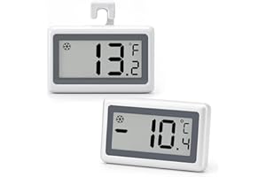 Refrigerator Thermometer 2 Pack, Digital Fridge Freezer Thermometer with Large LCD Display, Magnetic Freezer Temperature Gaug