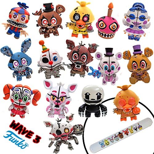 Funko FNaF 1 2 3 Five Nights at Freddy's Sister Location Game (Complete 15 Bonus Piece Set) Toys Mystery Minis Action Figures &amp; Slap Bracelet
