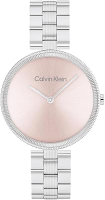 Calvin klein relógio analógico feminino de quartzo coleção gleam com pulseira de aço inoxidável com pulseira de aço inoxidável - 25100015