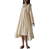 Pansleejoy Women's Vintage Nightgown with Robe 2 Pcs Cotton Victorian Sleepwear Sexy Slip Dress Robe Set