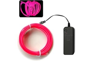 KALAKILA El Wire Pink, 16.4ft/5m Neon Glow Rope Light with Battery Pack Neon Glowing Strobing Electroluminescent Wire for Parties, Halloween Decoration…
