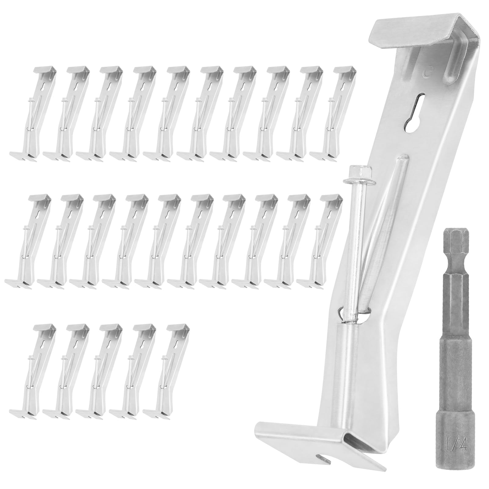 Photo 1 of G Good Gain Gutter Hangers 5 Inch - Gutter Brackets with Bonus Drill Bit & Clip, Hidden Gutter Hangers 5 Inch K Style with Pre-Assembled Screw, for Repairing Sagging Rain Gutters - 25 Pack