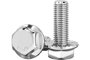 cSeao M12-1.75 x 30mm Flanged Hex Head Bolts Flange Hexagon Screws, Stainless Steel 18-8 (304), Plain Finish, 6 PCS