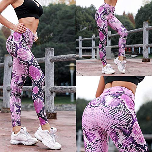 TOTOD Leggings for Women 2019 Latest Serpentine Yoga Pants High Waist Fitness Tight Mesh Trousers Purple