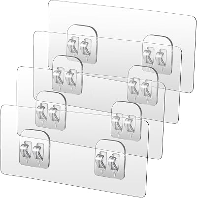 WLLHYF Shower Caddy Adhesive Hooks 4 Pack, 5kg Hold, Waterproof Wall Mount
