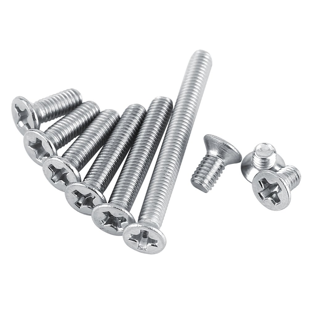 Flat Head Screw, 100Pcs SS304 Stainless Steel Flat Head Screw Bolt Fastener M3 4mm 5mm 6mm 8mm 10mm 12mm 16mm 20mm 30mm (Optional) Machine Countersunk Head Screw(M3*16)