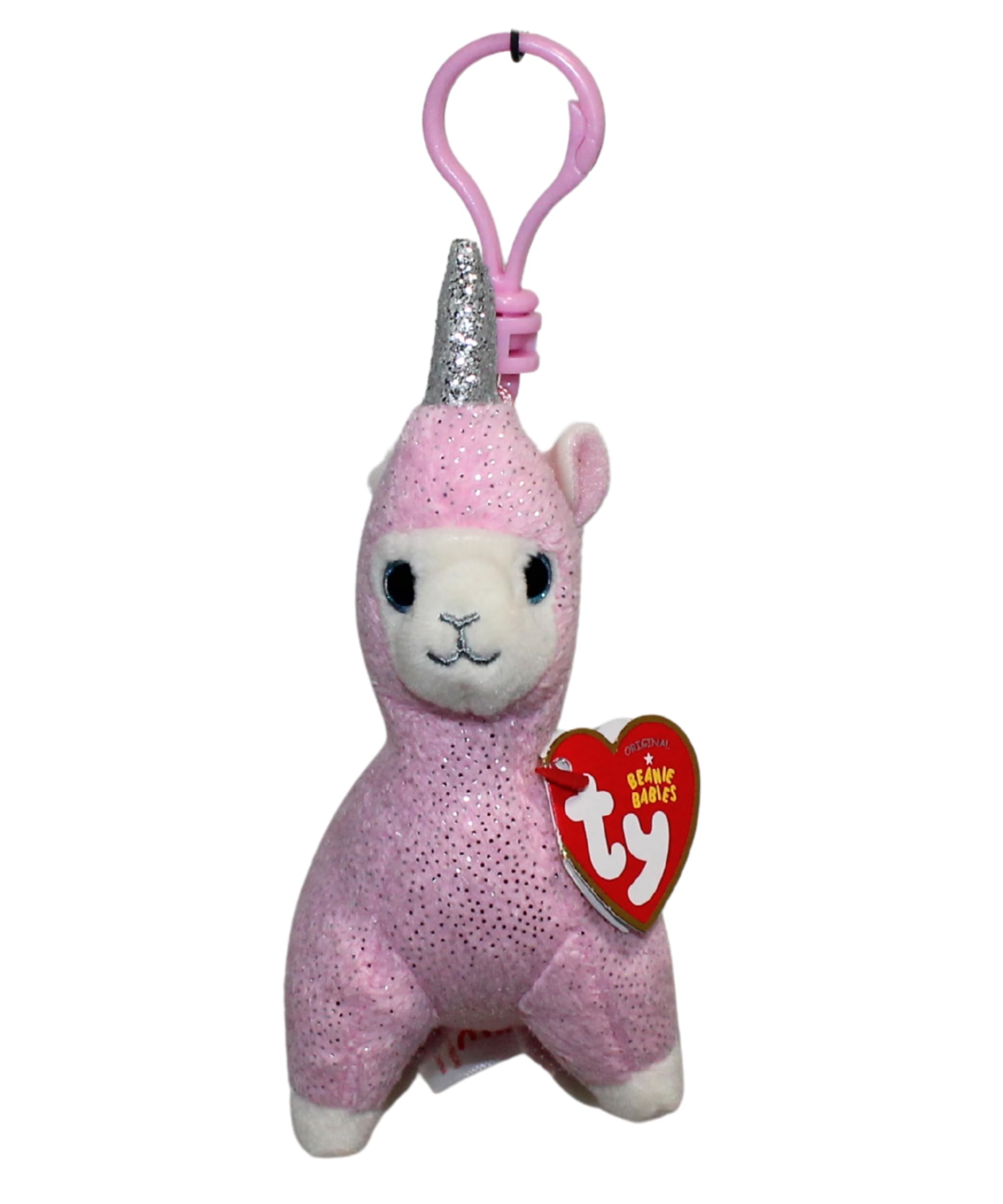TY Toys 36607 Lana Llama W/Horn-Key Clip, Multicolored, 7 cm