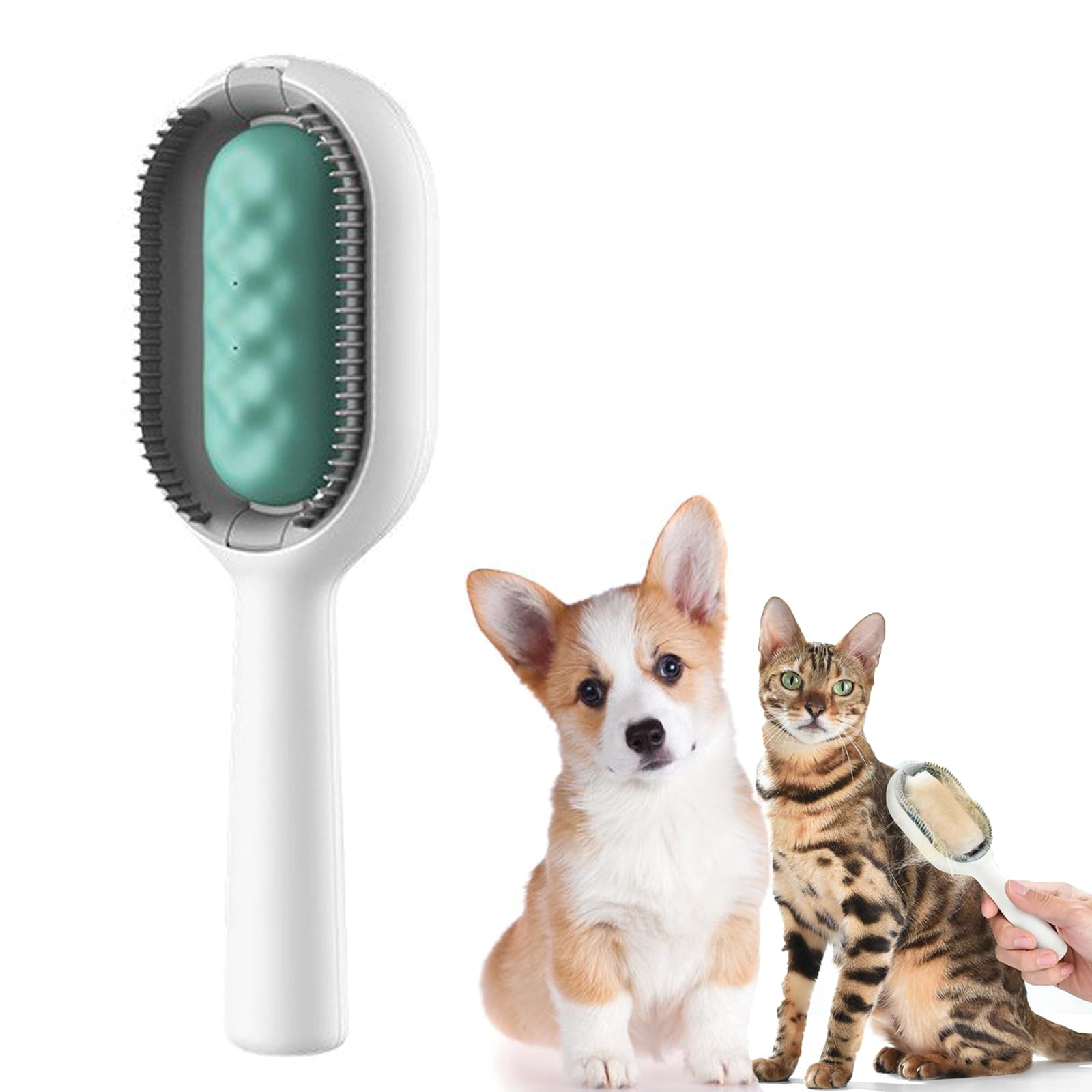 BSITSSS 4 in 1 Pet Hair Removal Comb with Water Tank, Universal Cat Brush with Water Tank, Multifunctional Cat Brush with Water, Sticky Comb for Cats for Massaging and Removing Loose Hair(Blue)