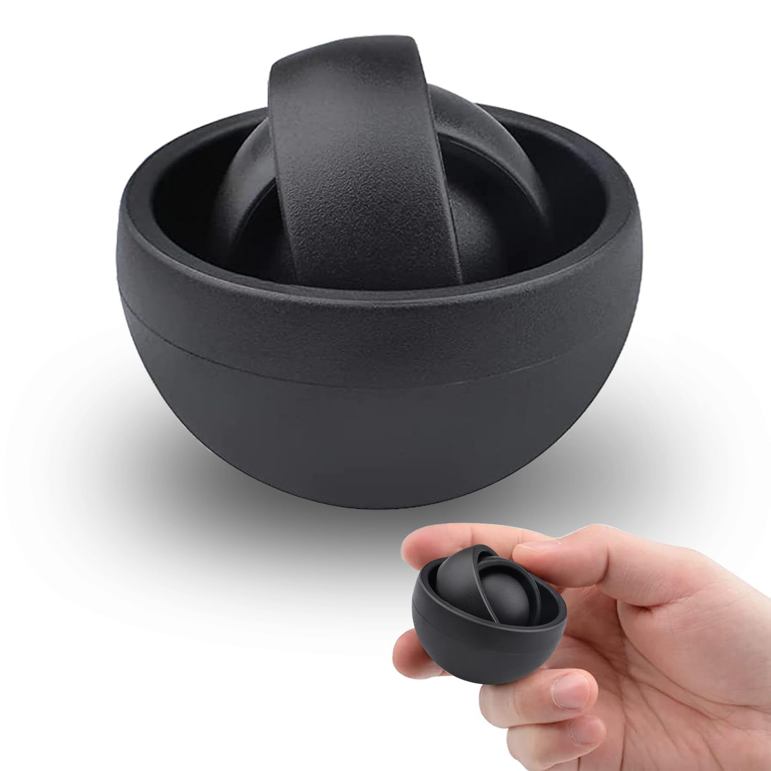 Steemjoey 3D Infinite Flip Fidget, Decompression Ball, Anxiety Relief and Fingertip Stress Relieving Sensory Toy for ADHD - Interactive for Kids and Adults - Black
