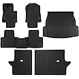 Custom Fit All Weather Car Floor Mats Fit for Toyota RAV4 2019-2024 2025 & RAV4 Hybrid - Durable TPE Car Mats, 6Pcs Set with 1st & 2nd Row, Cargo Mat, and Backrest Mats - Black RAV4 Accessories