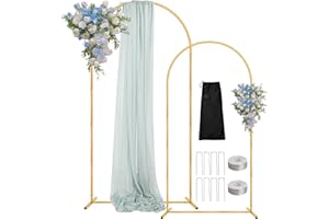 ANTIZZ Arch Backdrop Stand, 7.2FT 6FT Wedding Arch Gold Set of 2, Metal Balloon Arch Kit Stand with Base for Gender Reveal Ceremony Birthday Anniversary Bridal Graduation Party Event Background Decoration