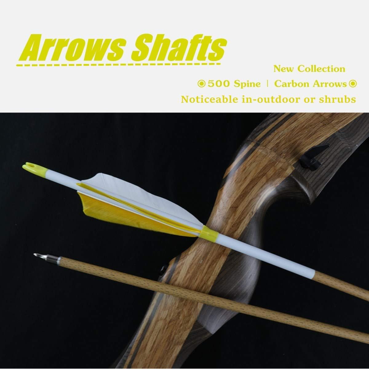 Letszhu Carbon Arrows 500 Spine with 4 Inch Helical Feathers Fletching and Field Points for Archery Targeting Shooting (6 Pack) : Sports & Outdoors