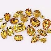 Sew on Rhinestones with Claws, Gold Rhinestone Mixed Shapes Glass Rhinestones for Crafts, Costume, Shoes, Jewelry Making, Rings, Bracelets, Earrings, Necklaces, Belt(20 pcs)