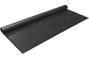 INCSTORES Flooring Inc's 1.6mm Nitro Garage Floor Mat, Truck & Car Garage Mat, Flexible Vinyl Garage Flooring for Stronger & Safer Garage, Workshop or Trailer, Coin Pattern, 7.5' x 25', Midnight Black
