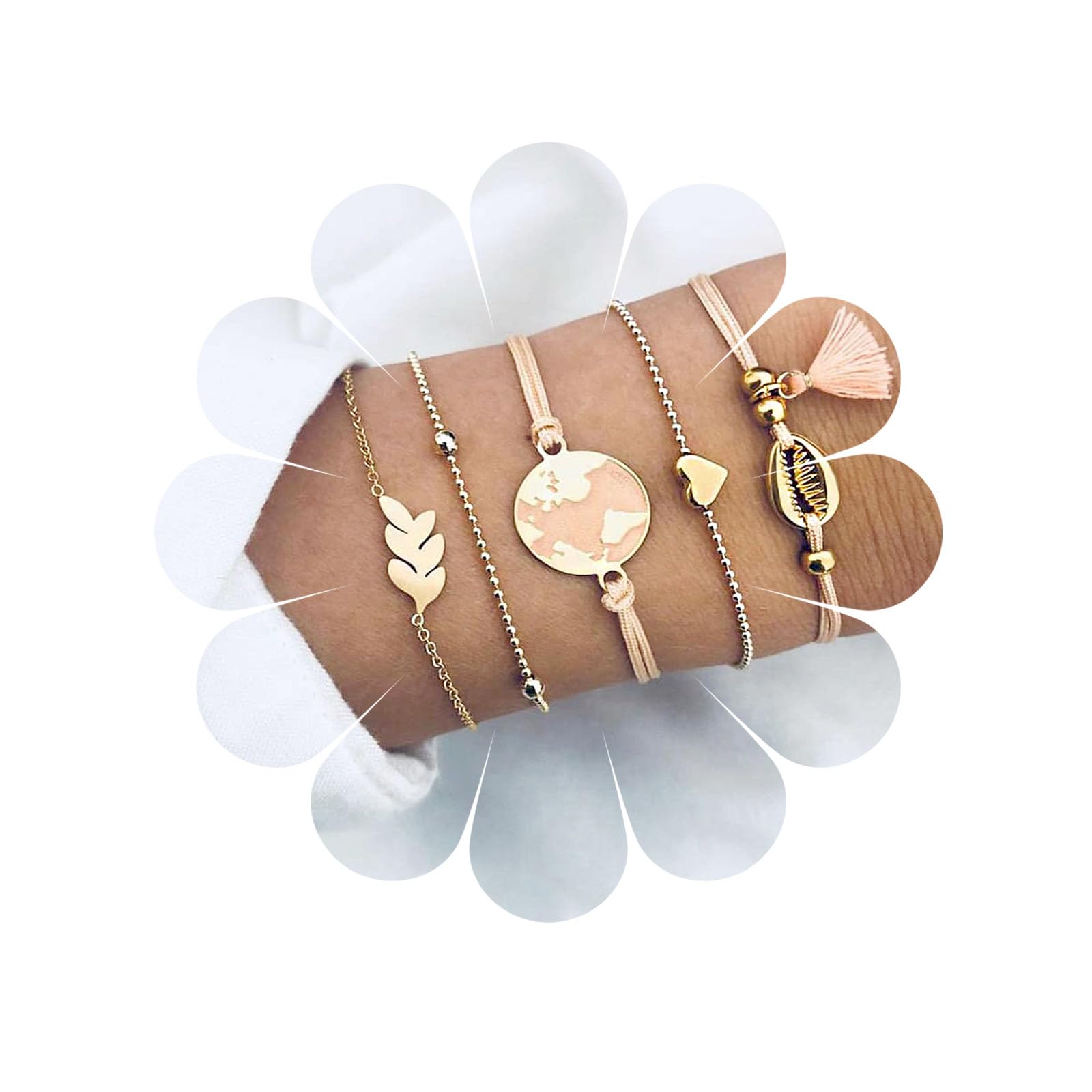 Layered Tassels Braceletsd Dainty Pink Orange Bracelet Ladies Jewellery Fine Jewellery Gifts for Wife Mum and Girlfriend