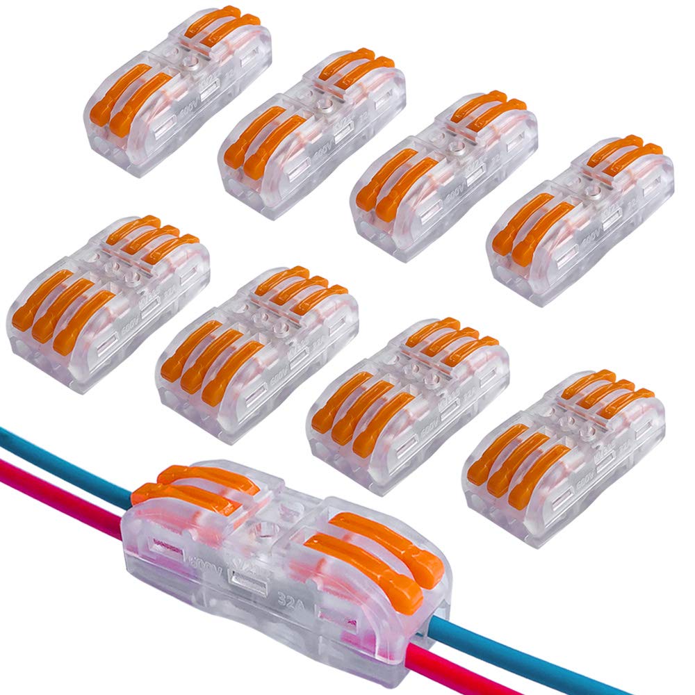 QitinDasen 30Pcs Premium Lever-Nut Wire Connectors Kit, Bilateral Transparent Conductor Compact Wire Connectors, Quick Splicing Connector Cable Clamp Terminal Block Spring Connector