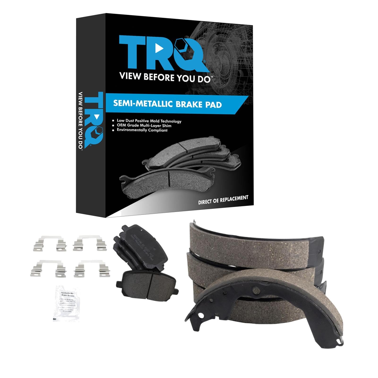 TRQ Front Brake Pads Semi Metallic Compatible with 2003-2008 Toyota Matrix 2003-2008 Pontiac Vibe Image