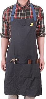 Hense strapazierfähige Unisex-Arbeitsschürze aus gewachstem Canvas mit wasserdichter Funktion, weich und belüftet für Küche, Garten, Keramik, Werkstatt, Garage und mehr (HSW-067 köingsblau)